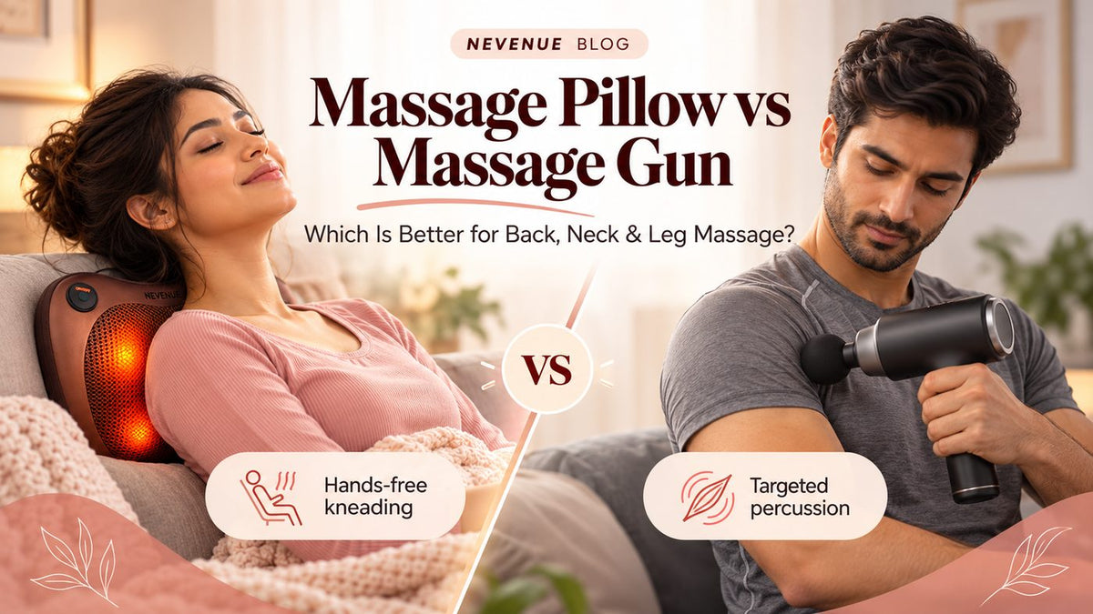 Massage pillow vs massage gun comparison for back, neck and leg massage