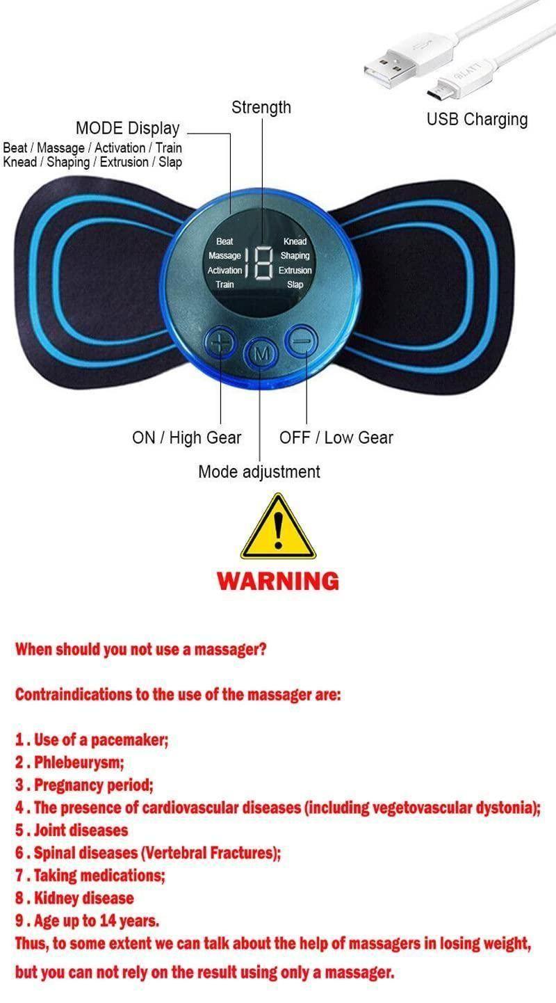 Mini Massager with 8 Modes and 19 Strength Levels,Rechargeable Electric Massager for Shoulder,Arms,Legs,Back Pain for Men and Women - Nevenue India
